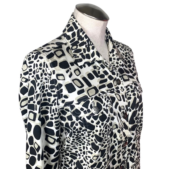 Chico's Shirt Jacket in Abstract Animal Print sz S / 4 Chico's Sz 0 - Picture 5 of 13